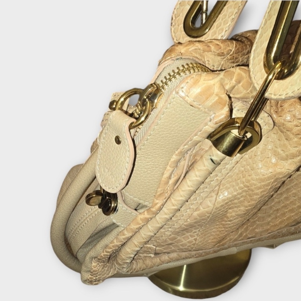 Chloe 2-Way Beige Python Leather Medium Paraty Sa… - image 2